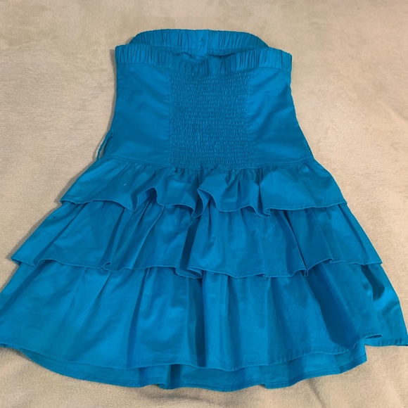 Body Central Blue Mini Sleeveless Tube Fit Pockets Cute Summer Dress size M 1032 - Picture 8 of 11